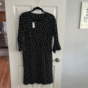 Talbots Black and White Ruffled Sheath Dress